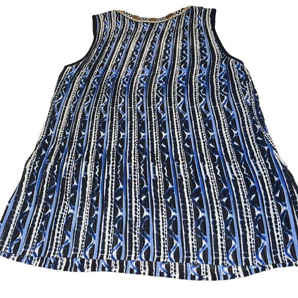 Alfani Blue & White Sheer Embroidered Tank Top - Size 8 - Picture 5 of 7